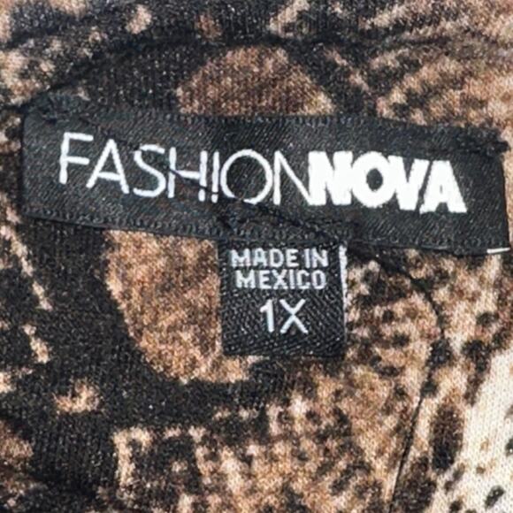 Fashion Nova Bodycon Dress 1X Multi Chic Snakeskin Print Mock Neck Party Outfit - Picture 10 of 11